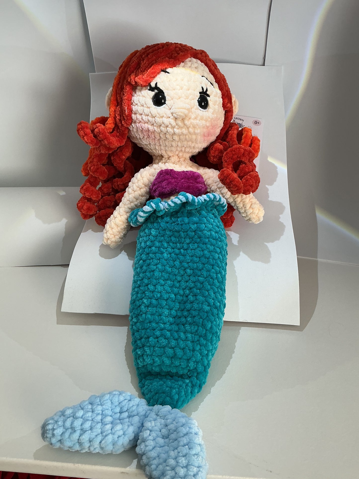 Handmade Crochet Princess Mermaid Doll – Soft Pastel Chenille Plushie