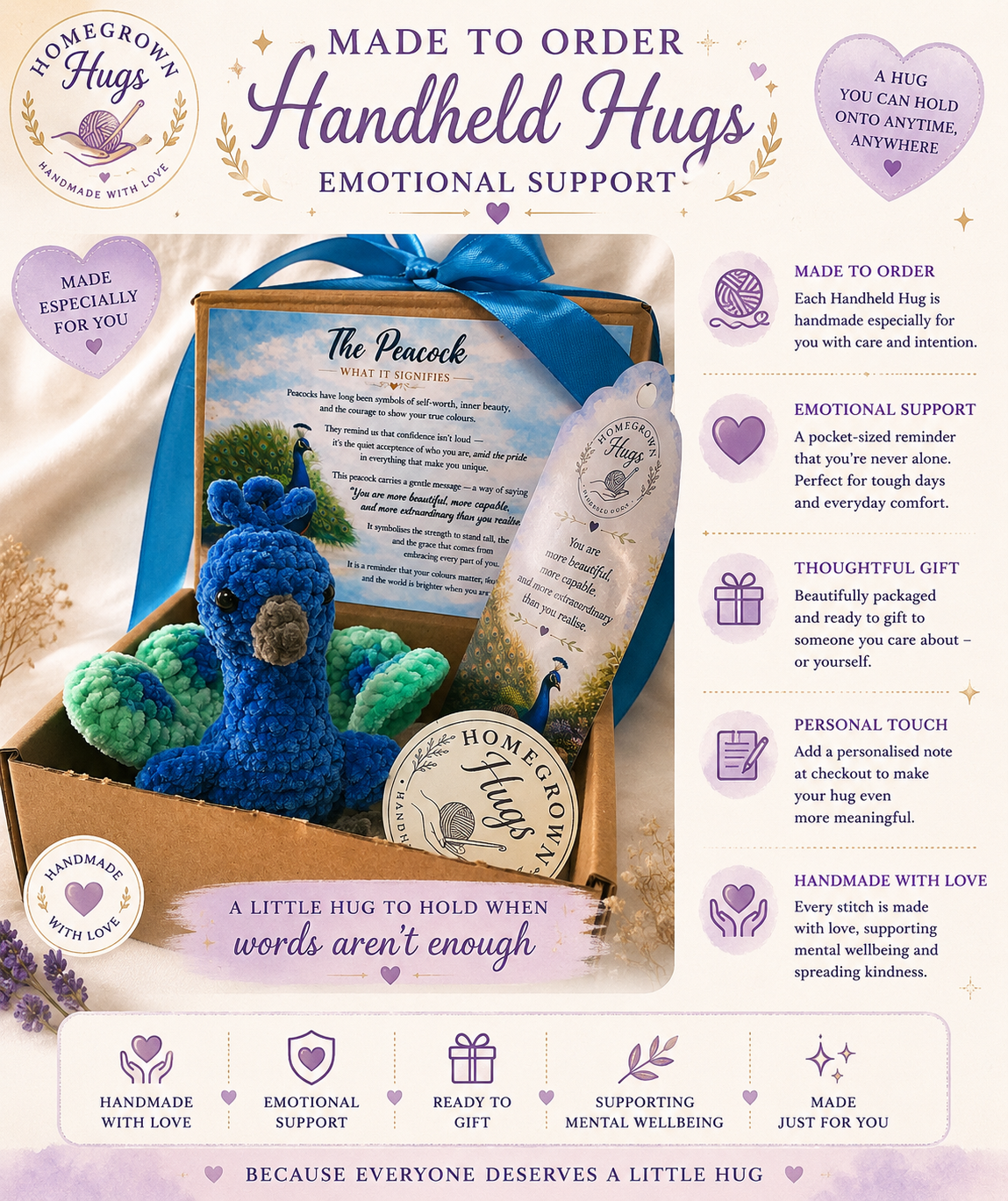 Made to Order Handheld Hugs – Emotional Support Collection