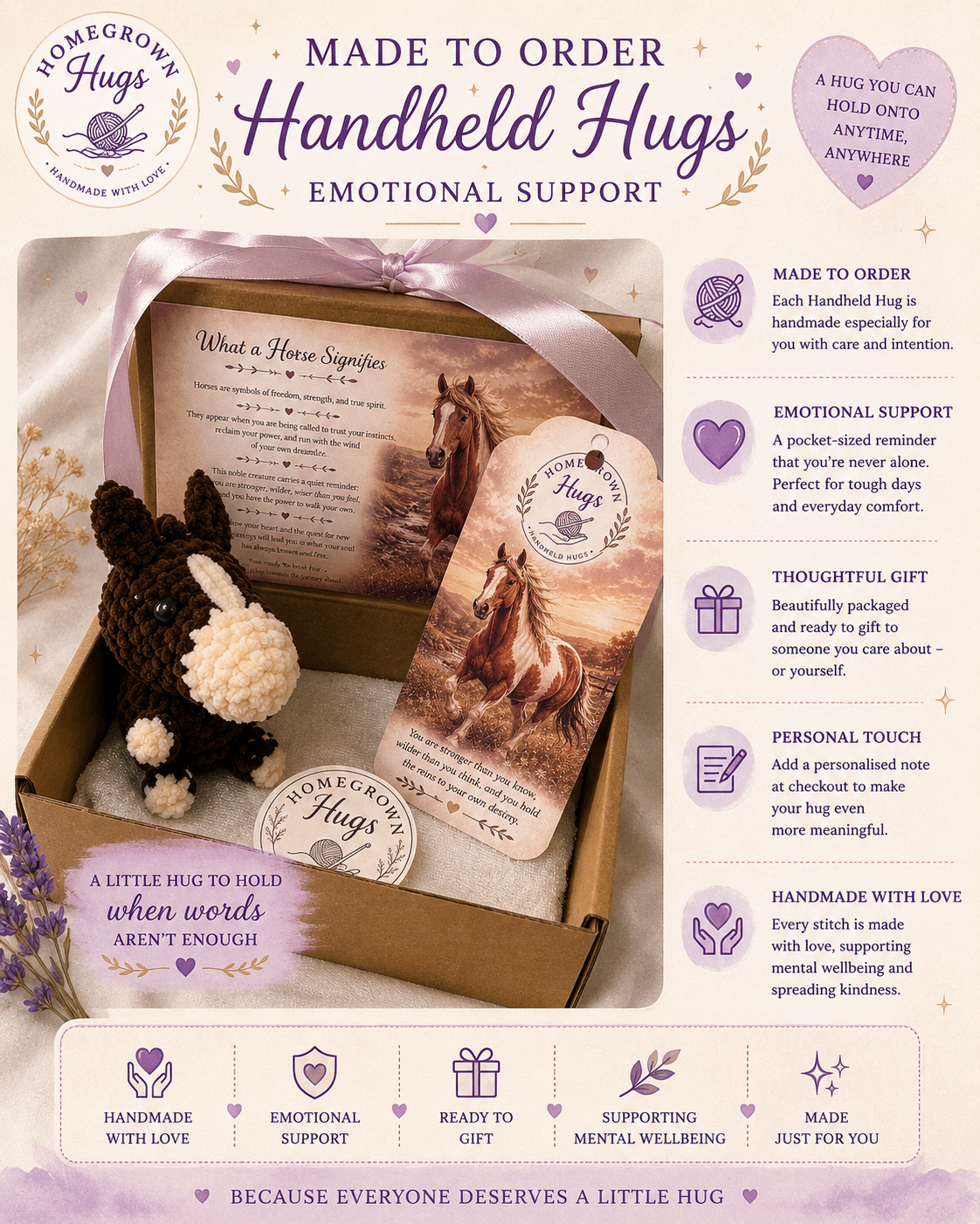 Made to Order Handheld Hugs – Emotional Support Collection