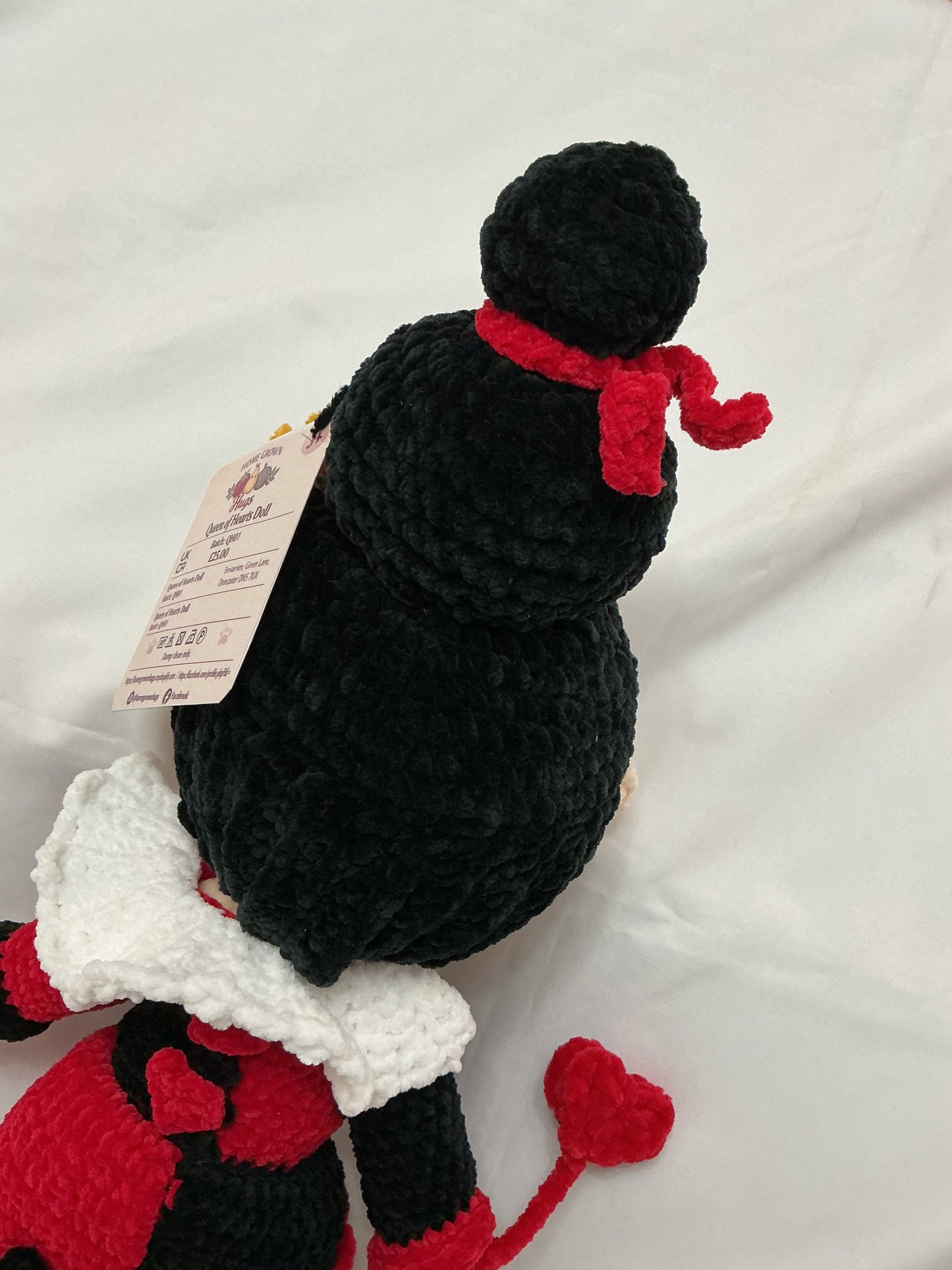 Handmade Crochet Queen of Hearts Doll – UKCA/CE Tested – Fairytale Chenille Plushie