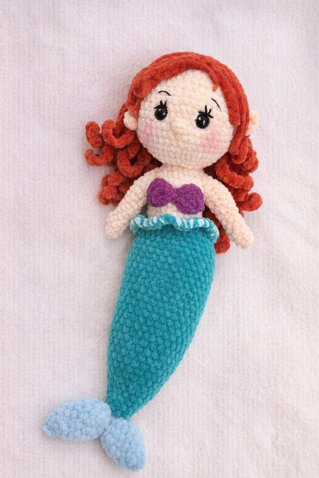 Handmade Crochet Princess Mermaid Doll – Soft Pastel Chenille Plushie