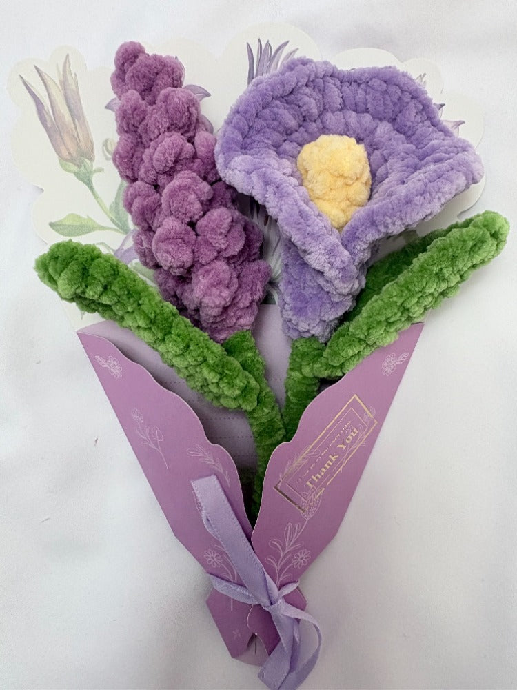 Handmade Plush Flower Bouquet Card – Mother’s Day Edition, purple edition
