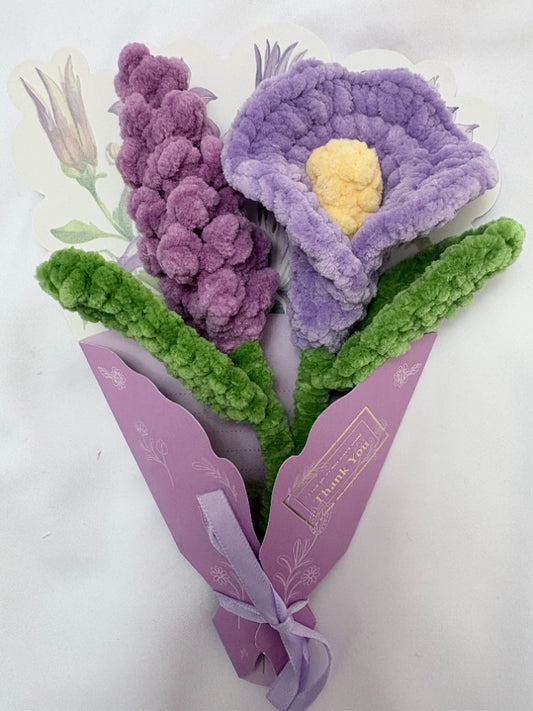 Handmade Plush Flower Bouquet Card – Mother’s Day Edition, purple edition