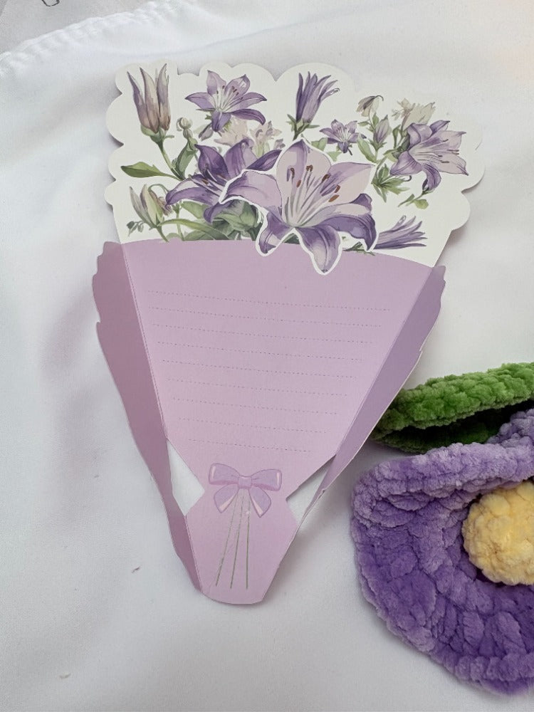 Handmade Plush Flower Bouquet Card – Mother’s Day Edition, purple edition
