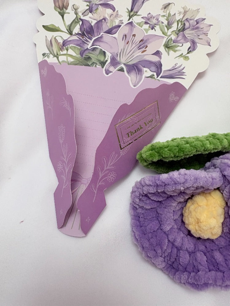Handmade Plush Flower Bouquet Card – Mother’s Day Edition, purple edition