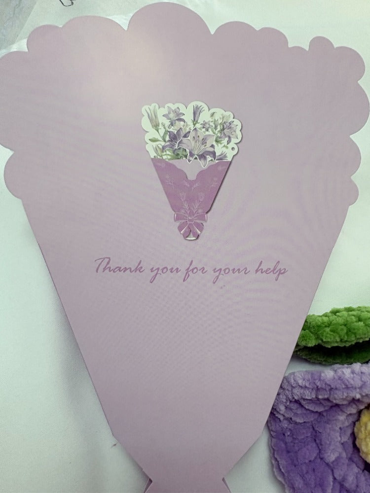 Handmade Plush Flower Bouquet Card – Mother’s Day Edition, purple edition