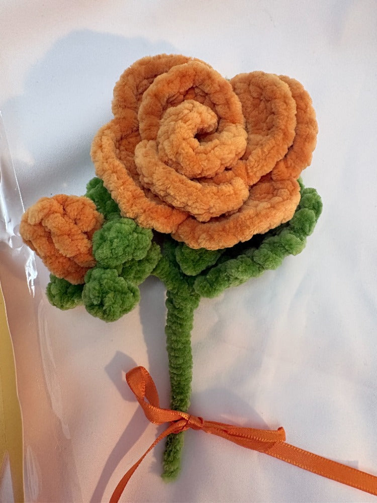 Handmade Plush Flower Bouquet Card – Mother’s Day Edition Orange rose