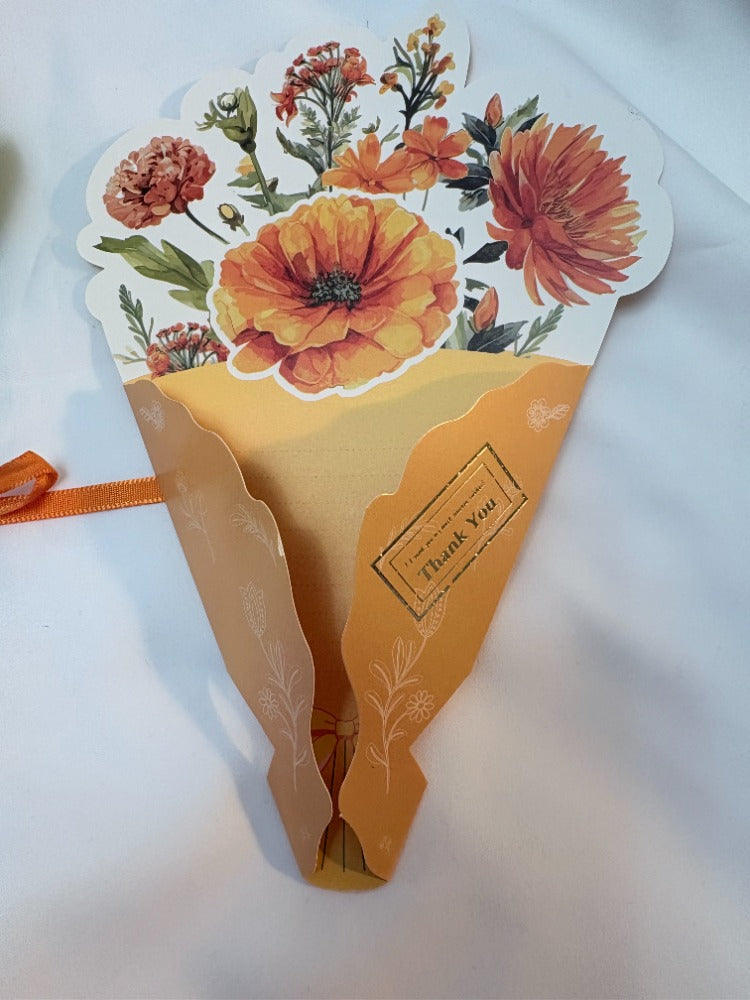 Handmade Plush Flower Bouquet Card – Mother’s Day Edition Orange rose