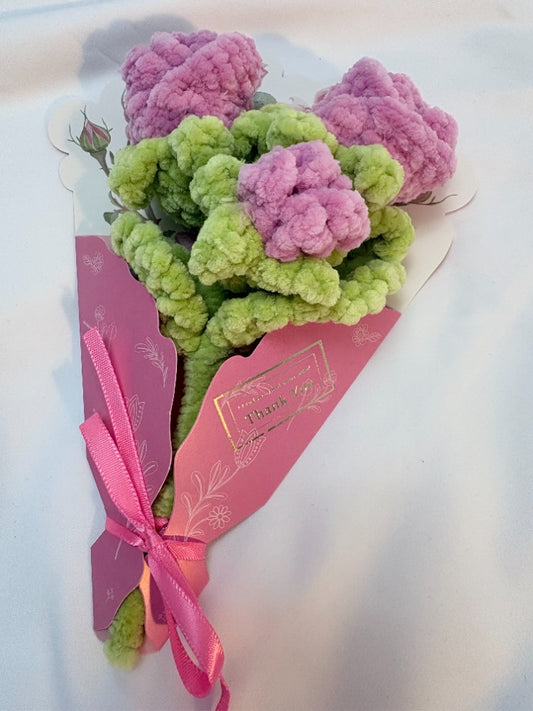 Handmade Plush Flower Bouquet Card – Mother’s Day Edition, Pink Rose