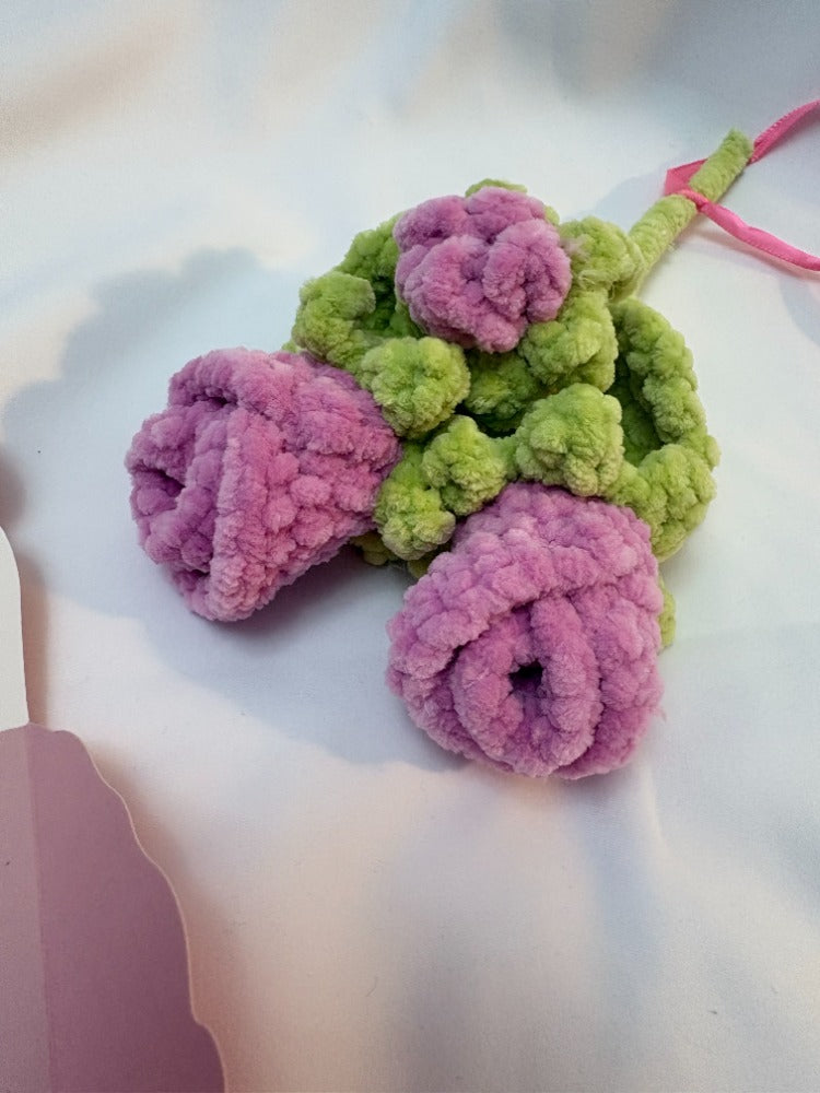 Handmade Plush Flower Bouquet Card – Mother’s Day Edition, Pink Rose